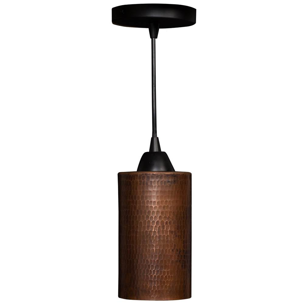 Premier Copper Products L700DB Hammered Copper 4" Round Cylinder Pendant Light