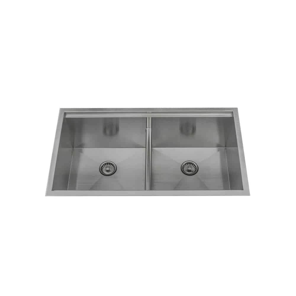 Lenova PC-LEAP-D33 Undermount Double Bowl Low Divider 33 x 22-3/4 x 10 - Brushed Satin