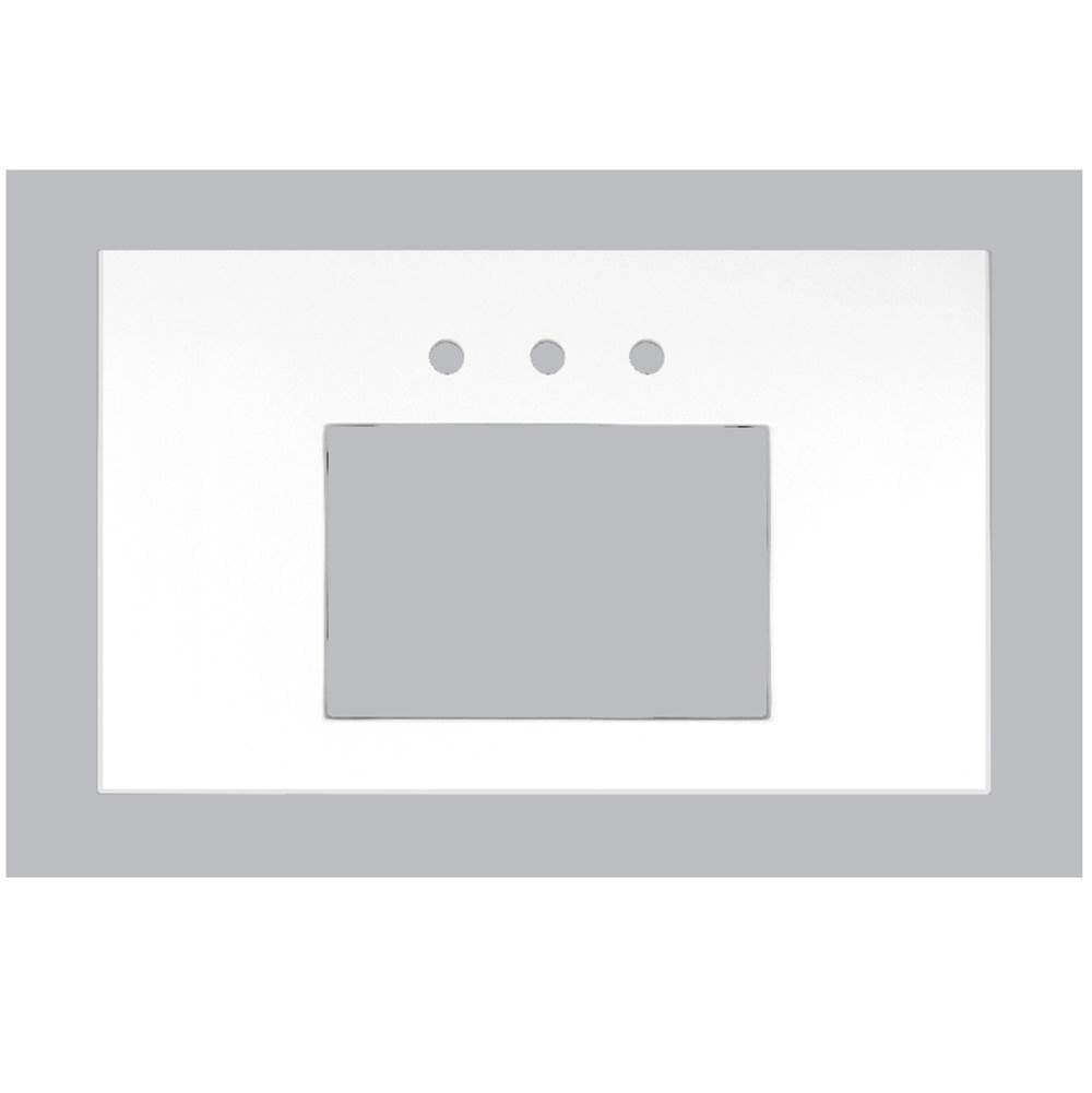 Linkasink VT36W-03 36 Vanity Top, White, 18 X 12 Sink Cutout With 3 Faucet Holes, Includes 4 Blacksplash, 36 X 22 X 1.5 - White