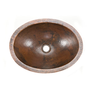 Premier Small Oval Under Counter Hammered Copper Sink LO17FDB