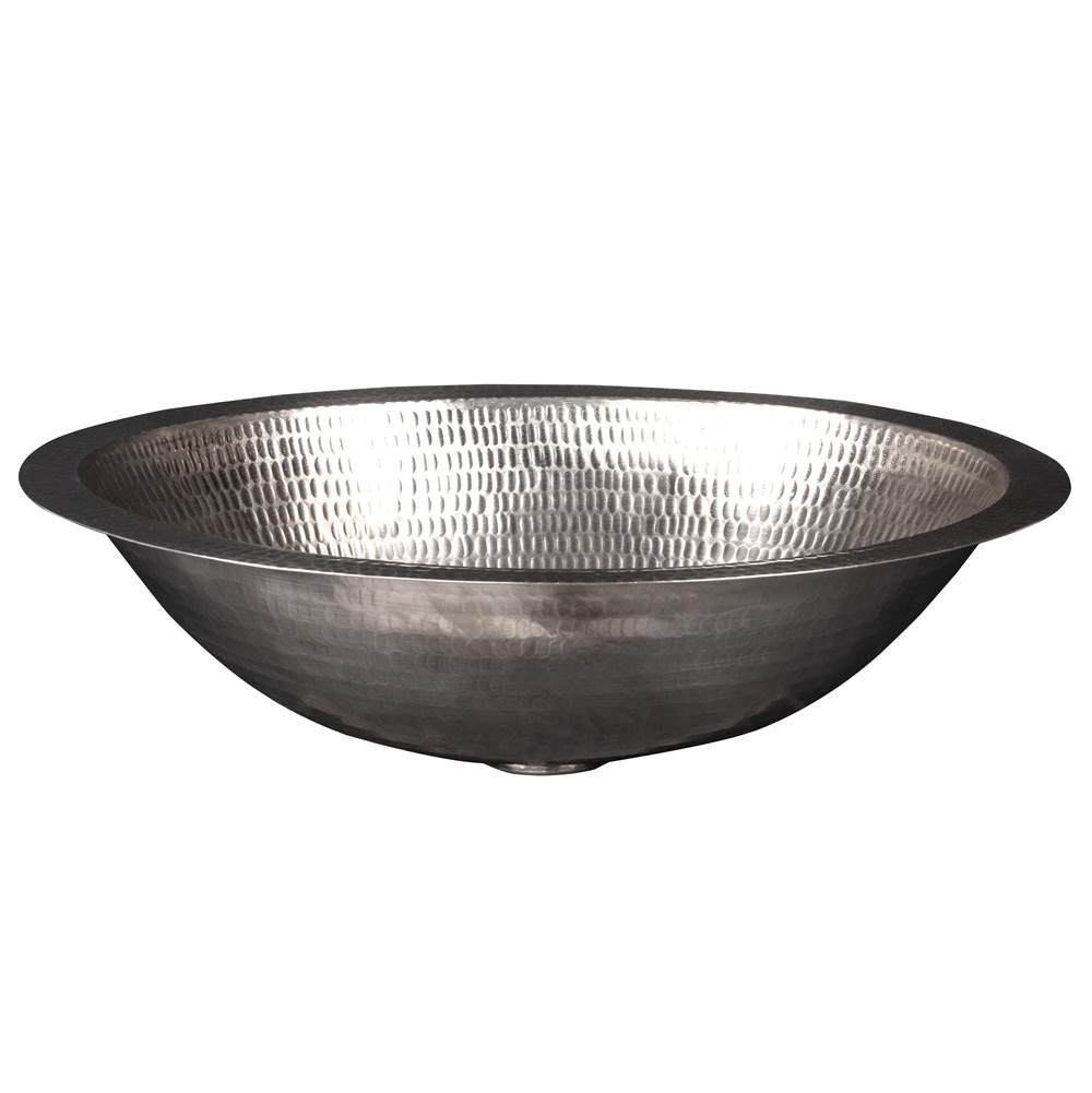Premier Copper Products LO17FEN 17" Oval Under Counter Hammered Copper Bathroom Sink in Nickel
