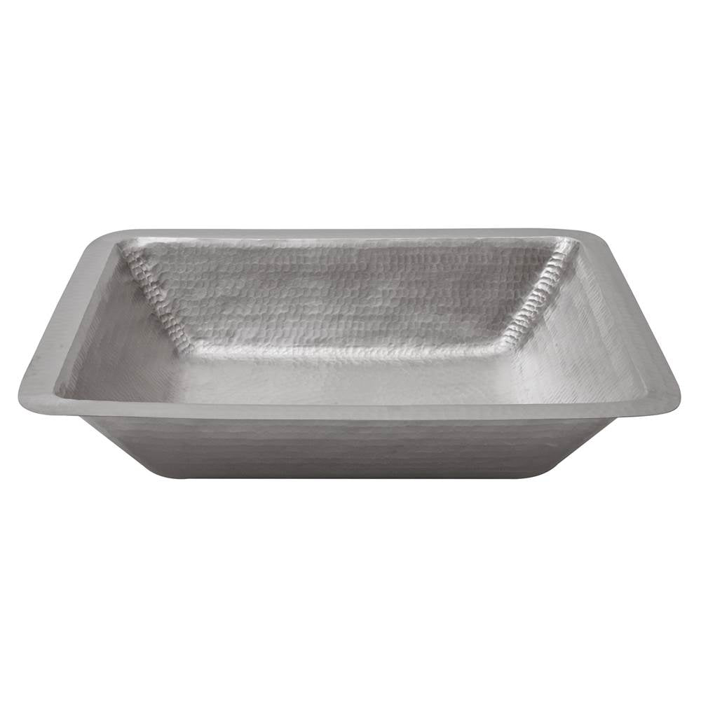 Premier Copper Products LREC19EN 19" Rectangle Under Counter Hammered Copper Bathroom Sink in Nickel
