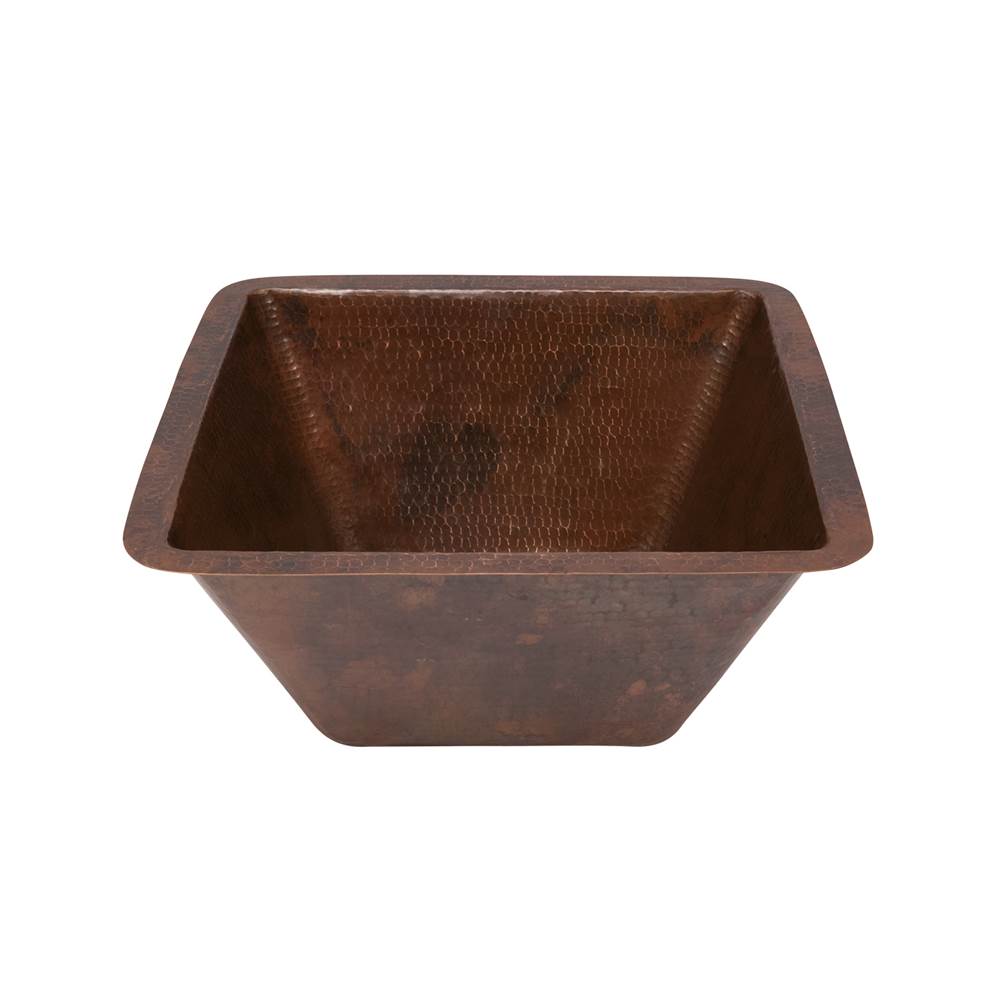 Premier Copper Products LSQ15DB 15" Square Under Counter Hammered Copper Bathroom Sink