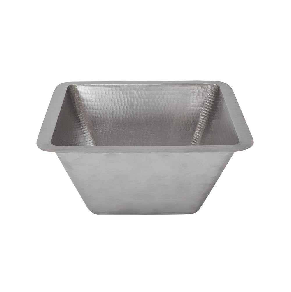 Premier Copper Products LSQ15EN 15" Square Under Counter Hammered Copper Bathroom Sink in Nickel