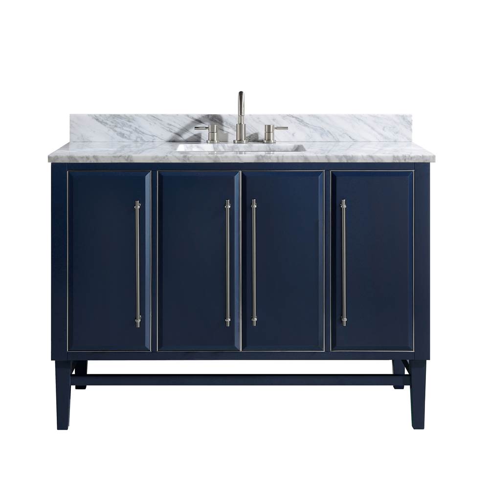 Avanity MASON-VS49-NBS-C Mason 49 in. Vanity Combo in Navy Blue with Silver Trim and Carrara White Marble Top