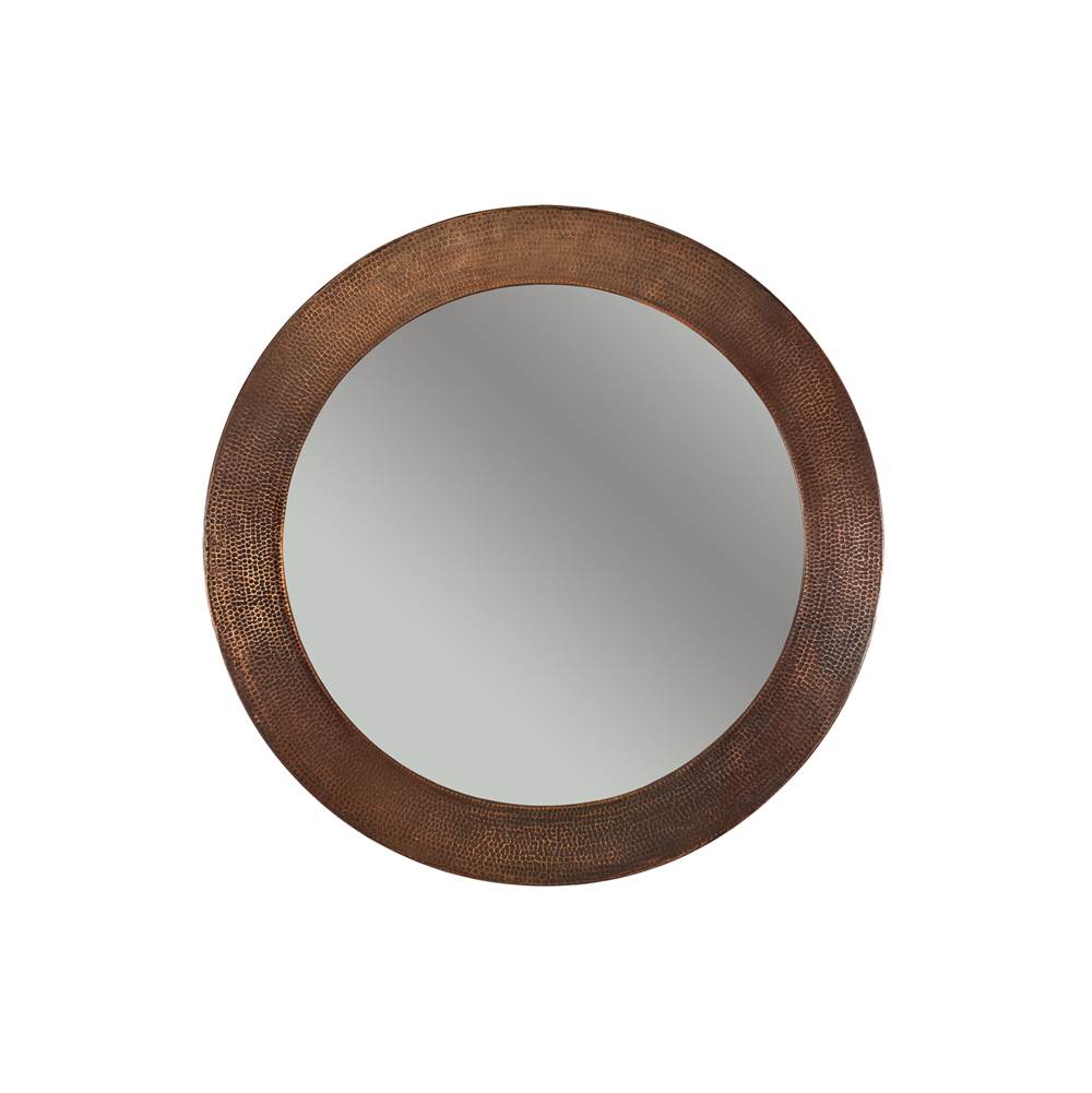 Premier Copper Products MFR3434 34" Round Hammered Copper Mirror
