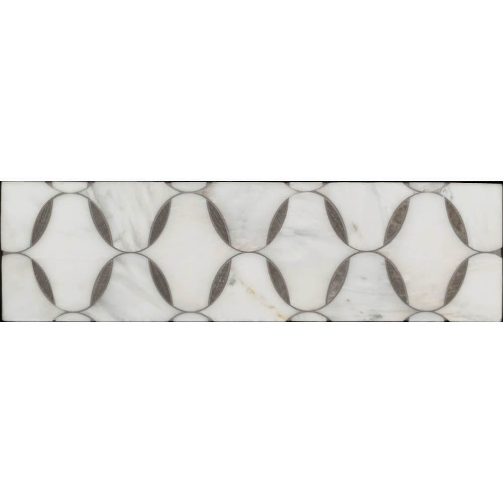 Linkasink PNL302 Panel - Marble Ovals - Not Removable - White with Gray Veining Marble