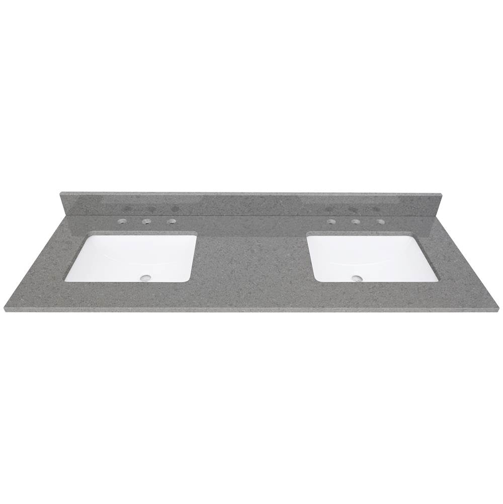 Avanity QUT61CO-RS 61 in. Lotte Radianz Contrail Matte Quartz Top with Dual Rectangular Sinks