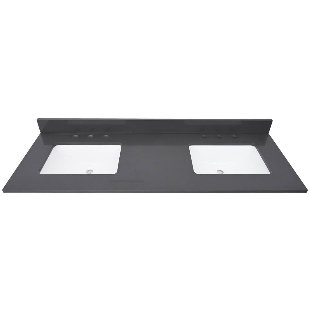 Avanity QUT61UG-RS 61 in. Lotte Radianz Ural Gray Quartz Top with Dual Rectangular Sinks