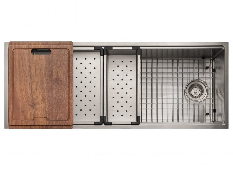 Hamat REN-16-4518S Dual Level Undermount 16GA Stainless Steel Single Bowl Sink with Sliding Platform