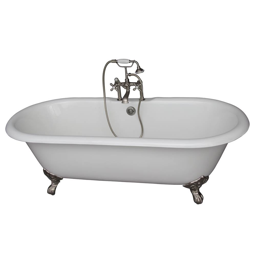 Barclay TKCTDRH61-SN2 Tub Kit 61 Cast Iron Double Roll Top Filler Supplies Drain - Satin Nickel