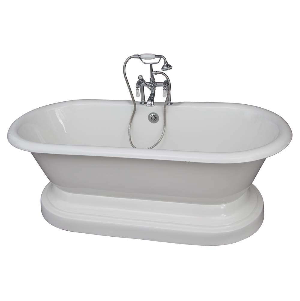 Barclay TKCTDRH61B-CP1 Tub Kit 61 Cast Iron Double Roll Top Base Filler Supplies Drain - Polished Chrome