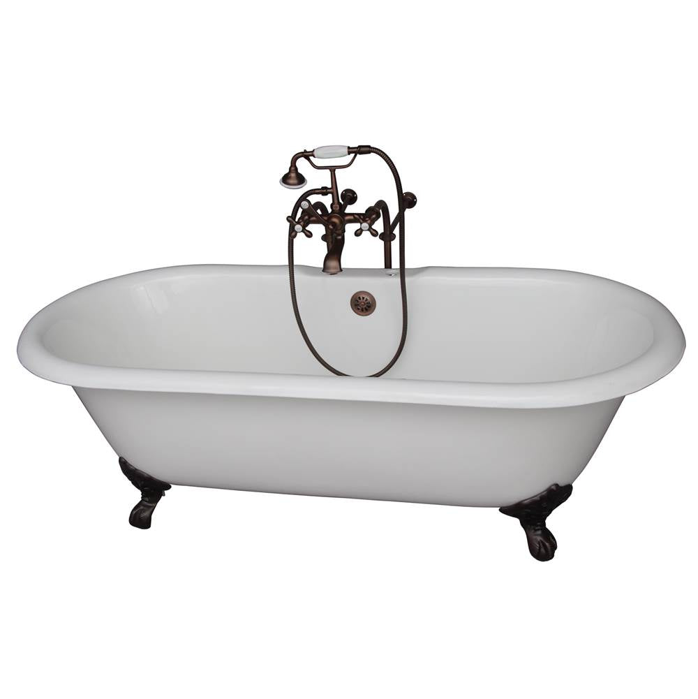 Barclay TKCTDRN61-ORB2 Tub Kit 61 Cast Iron Double Roll Top Filler Supplies Drain - Oil Rubbed Bronze
