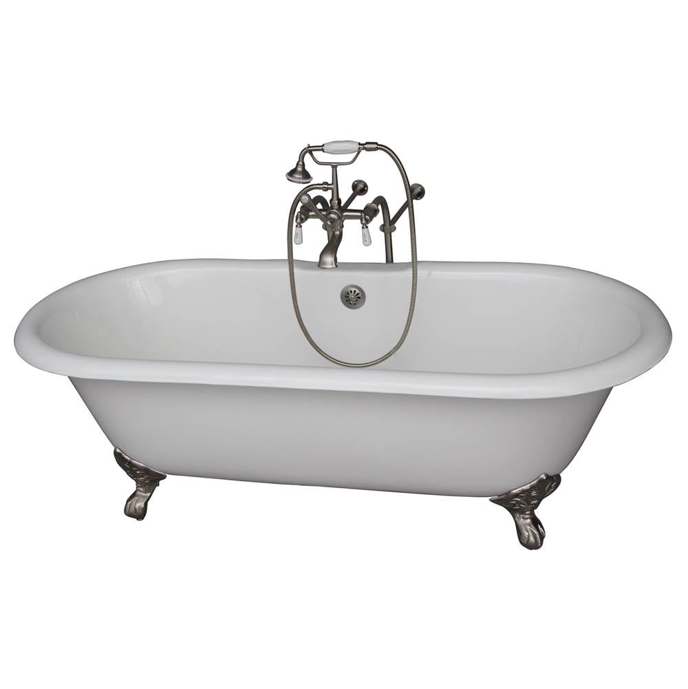 Barclay TKCTDRN61-SN1 Tub Kit 61 Cast Iron Double Roll Top Filler Supplies Drain - Satin Nickel