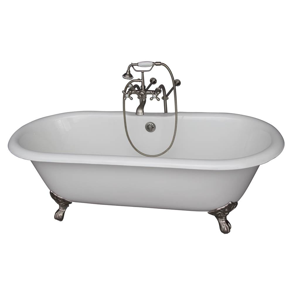 Barclay TKCTDRN61-SN2 Tub Kit 61 Cast Iron Double Roll Top Filler Supplies Drain - Satin Nickel