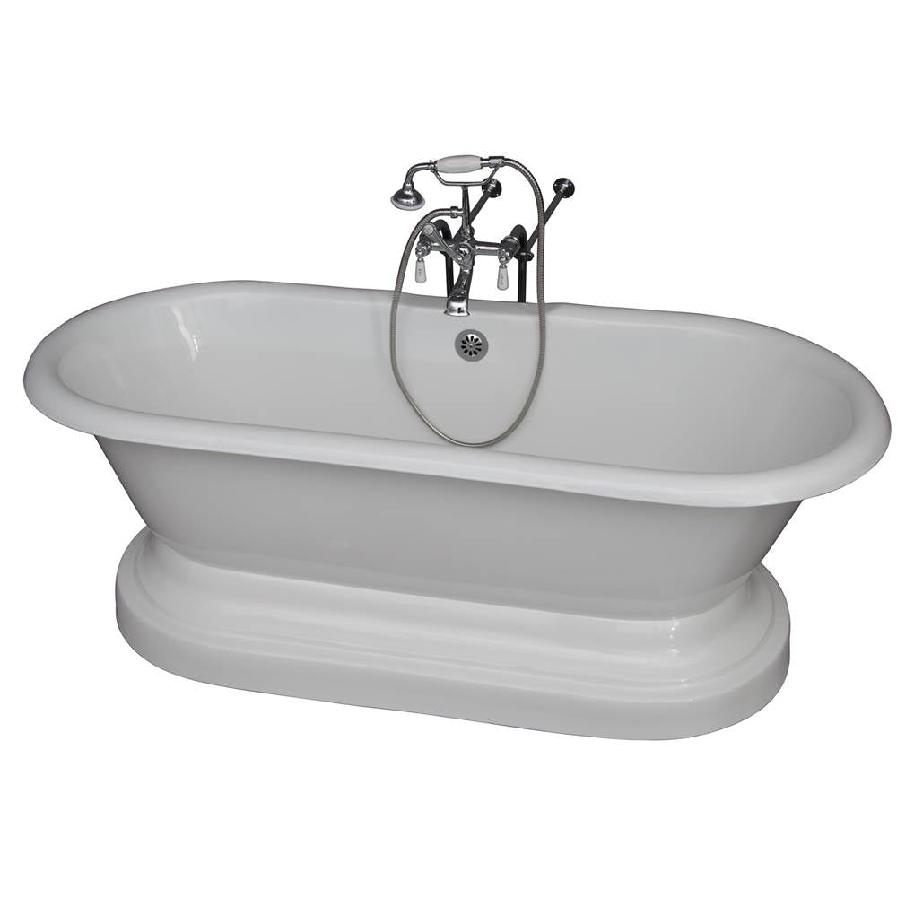 Barclay TKCTDRN61B-CP1 Tub Kit 61 Cast Iron Double Roll Top With Base Filler Supplies Drain - Polished Chrome