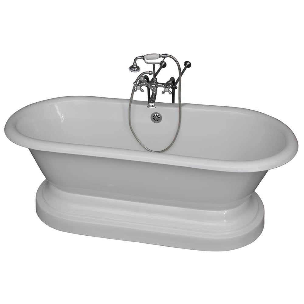 Barclay TKCTDRN61B-CP2 Tub Kit 61 Cast Iron Double Roll Top With Base Filler Supplies Drain - Polished Chrome