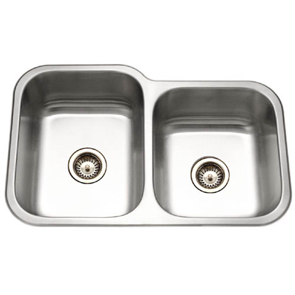 Hamat VIT-3221DR-20 Undermount Stainless Steel 60/40 Double Bowl Kitchen Sink, Small bowl Right