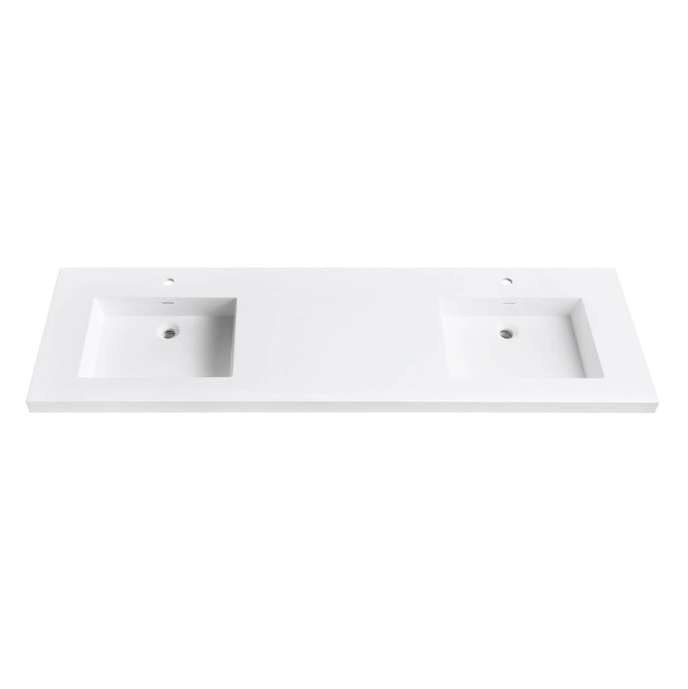 Avanity VUT73WT VersaStone 73 in. Solid Surface Vanity Top with Integrated Double Bowl in Matte finish
