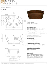 Load image into Gallery viewer, Native Trails CPS802 Aspen Copper Bath Tub Antique