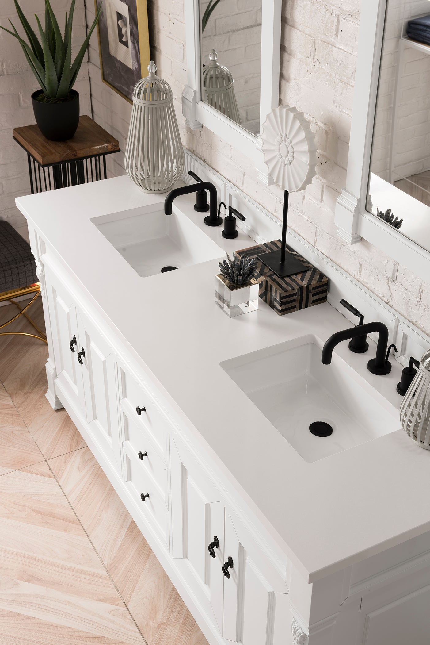 James Martin 147-V72-BW-3WZ Brookfield 72" Double Vanity With 3 CM Top - Bright White