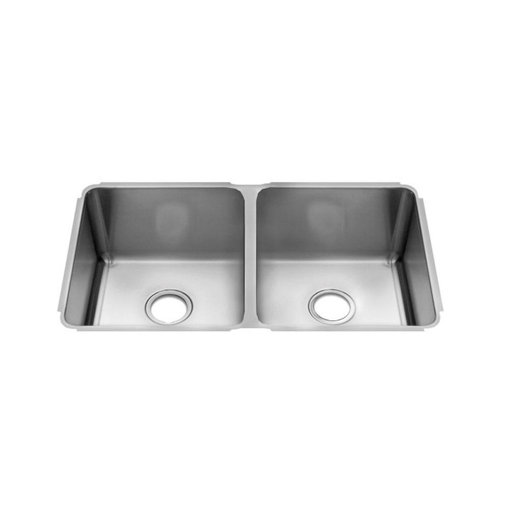 Home Refinements by Julien 003232 Classic Sink Undermount, Double L15X18X10 R15X18X10 - Brushed Stainless Steel