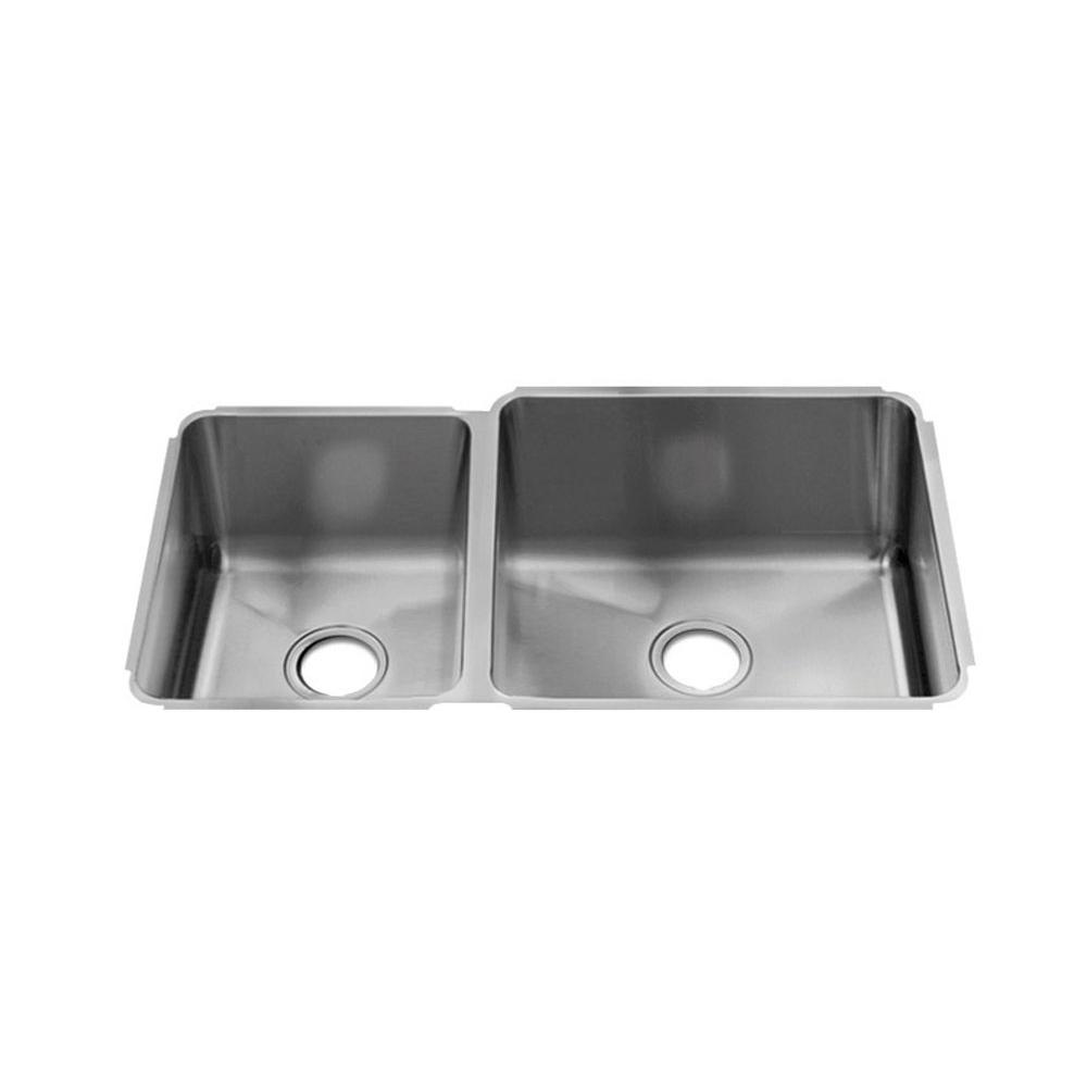 Home Refinements by Julien 003234 Classic Sink Undermount, Double L12X16X8 R18X18X10 - Brushed Stainless Steel