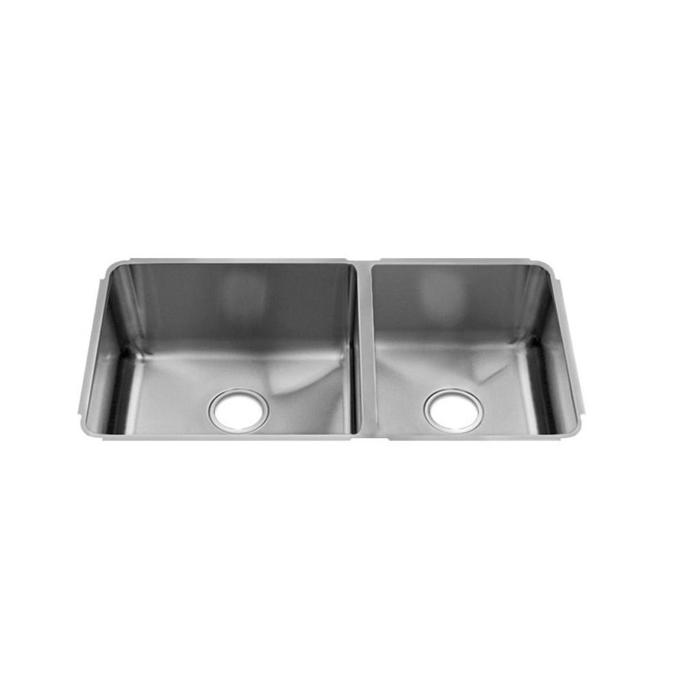 Home Refinements by Julien 003254 Classic Sink Undermount, Double L18X16X10 R12X16X8 - Brushed Stainless Steel