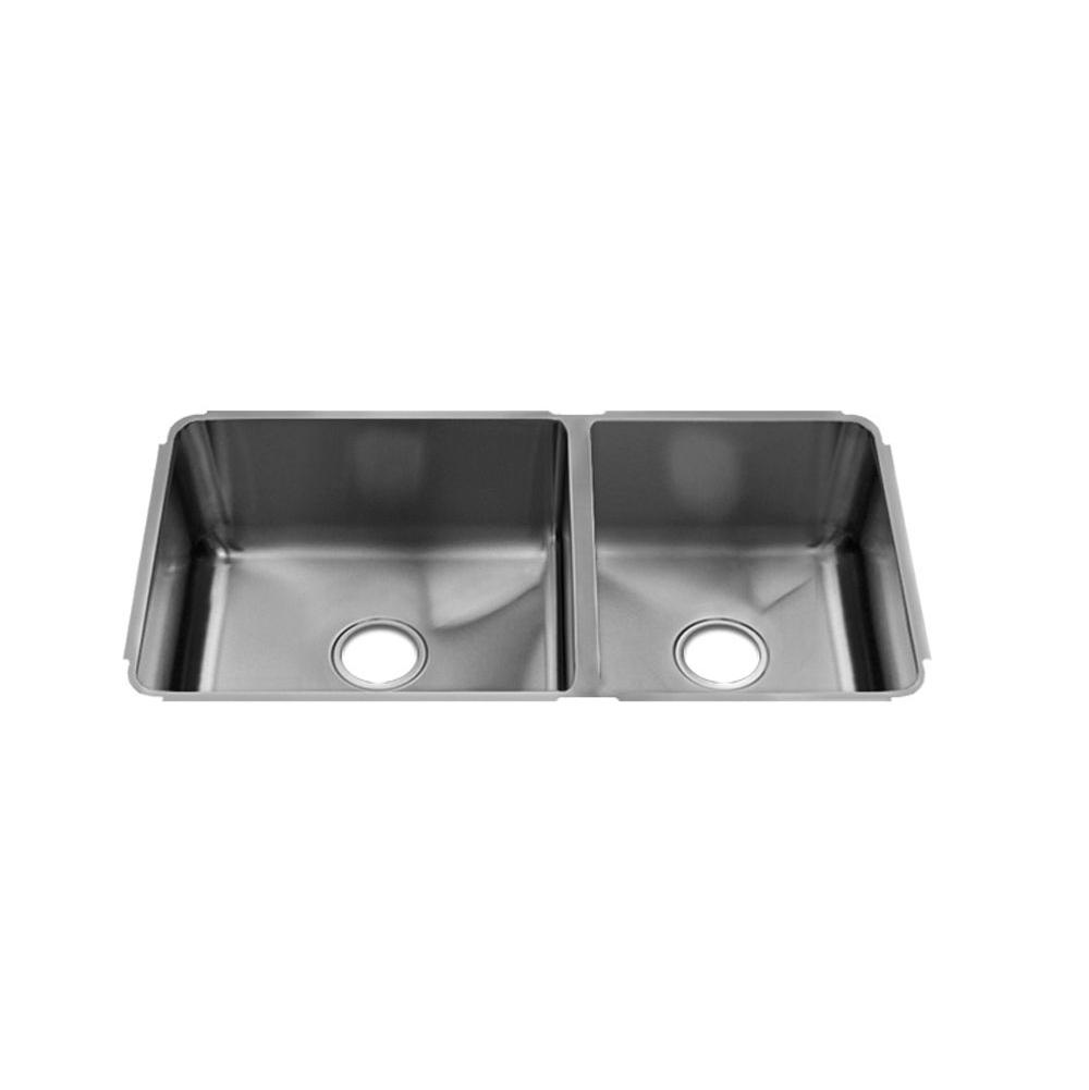 Home Refinements by Julien 003277 Classic Sink Undermount, Double L18X16X8 R12X16X8 - Brushed Stainless Steel