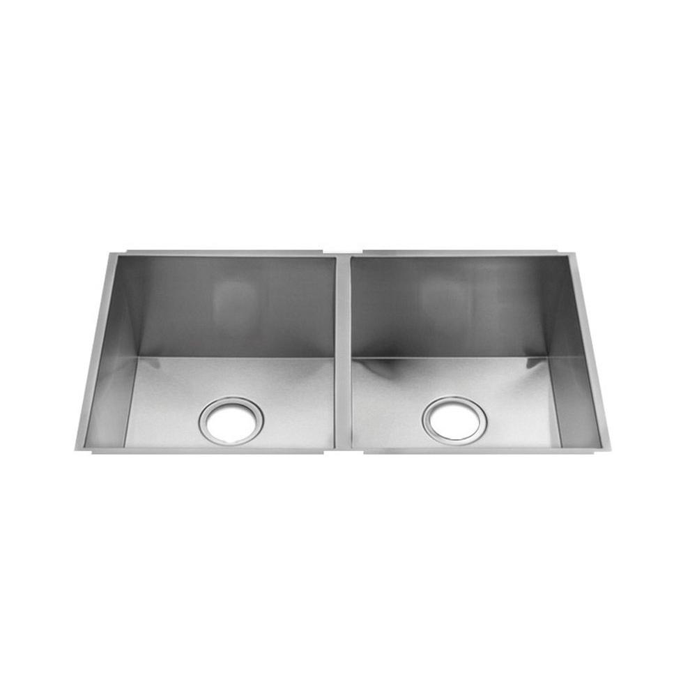 Home Refinements by Julien 003637 Urbanedge Sink Undermount, Double L15X18X10 R15X18X10 - Brushed Stainless Steel