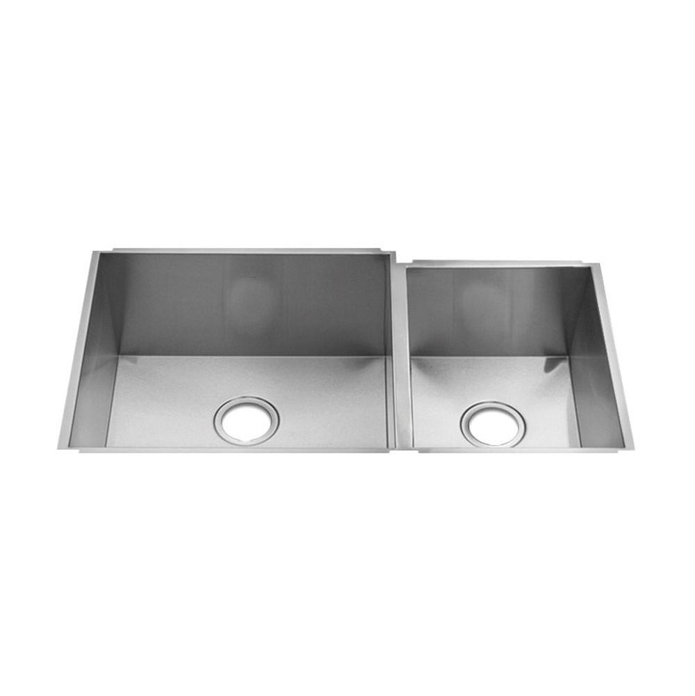 Home Refinements by Julien 003643 Urbanedge Sink Undermount, Double L21X18X10 R12X16X8 - Brushed Stainless Steel