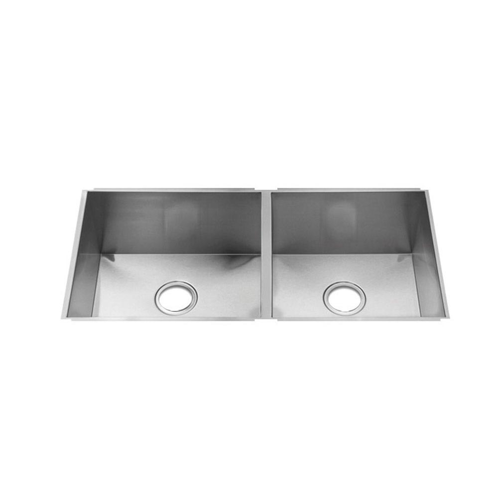 Home Refinements by Julien 003657 Urbanedge Sink Undermount, Double L18X16X10 R15X16X8 - Brushed Stainless Steel