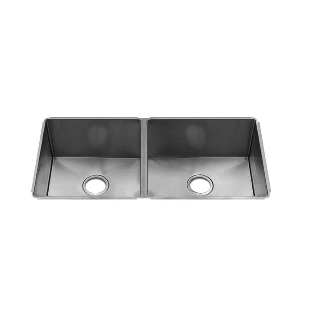 Home Refinements by Julien 003948 J7 Sink Undermount, Double L15X16X8 R18X16X8 - Brushed Stainless Steel