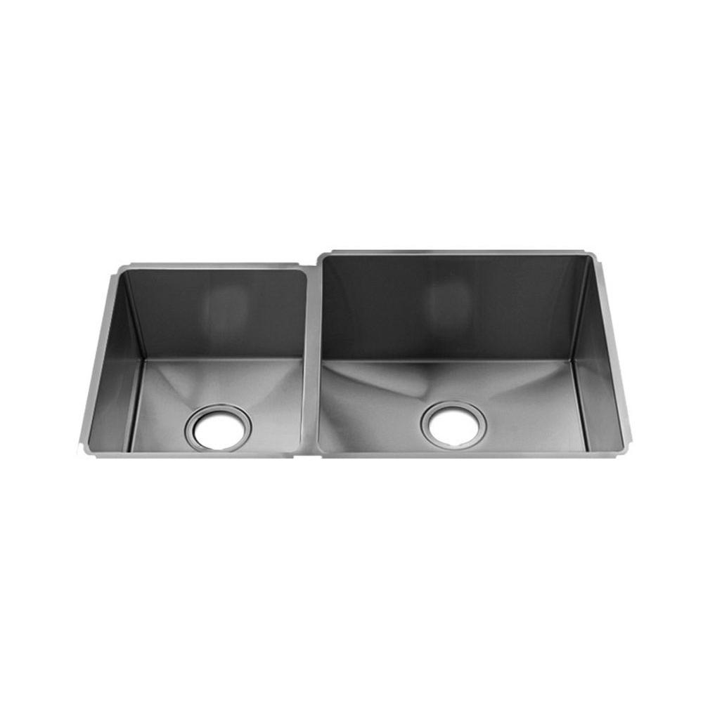 Home Refinements by Julien 003953 J7 Sink Undermount, Double L12X16X8 R18X18X10 - Brushed Stainless Steel
