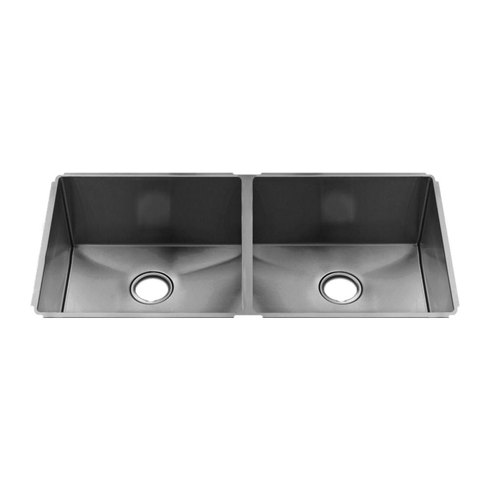 Home Refinements by Julien 003963 J7 Sink Undermount, Double L18X16X8 R18X16X8 - Brushed Stainless Steel