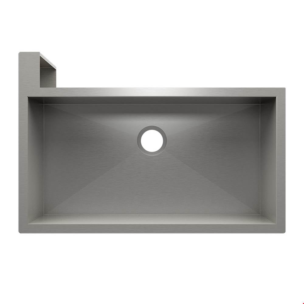 Home Refinements by Julien 005304 Socialcorner Sink Undermount Flat Aprons Left Corner, Single 35X18X10 - Brushed Stainless Steel