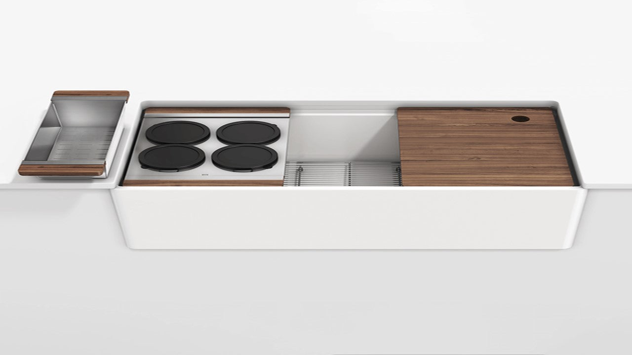 Home Refinements by Julien 005442 Fira UnderMount Apronfront Set, Single Bowl, Ledge, Walnut Accessory . 36X19X11-1/2