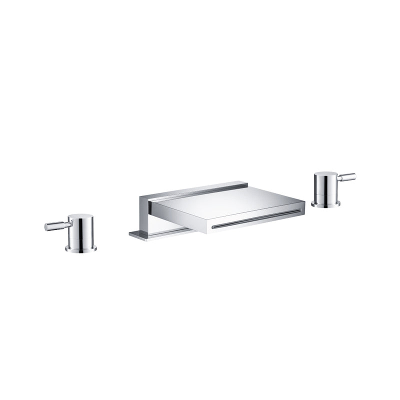 Flusso Serie 100 100.2410CF 3 Hole Deck Mount Cascade / Sheet Flow Roman Tub Faucet