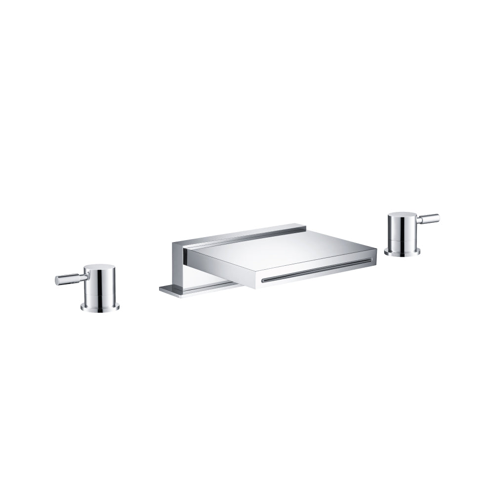 Flusso Serie 100 100.2410CF 3 Hole Deck Mount Cascade / Sheet Flow Roman Tub Faucet