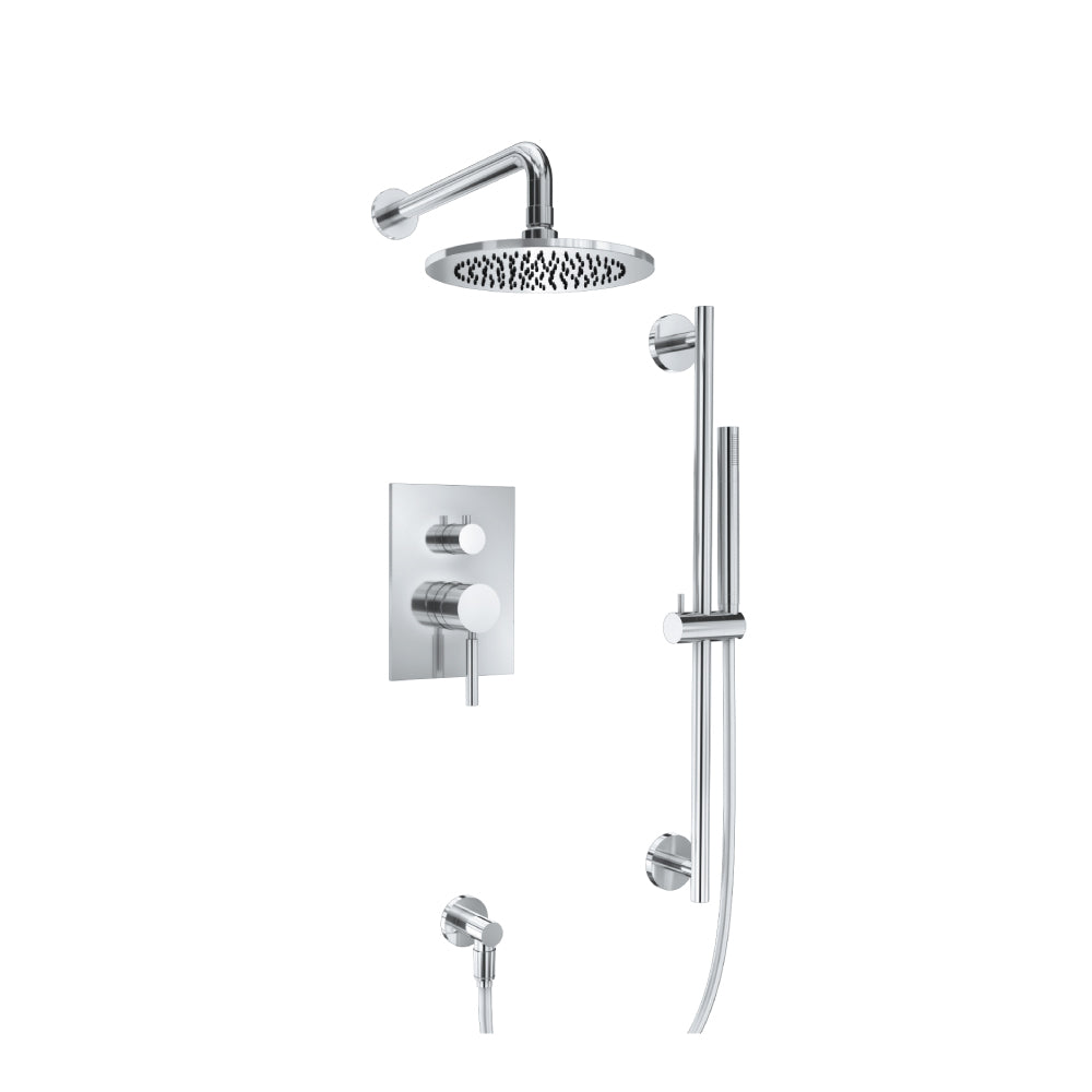 Flusso Serie 100 100.3350 Two Output Shower Set With Shower Head, Hand Held And Slide Bar