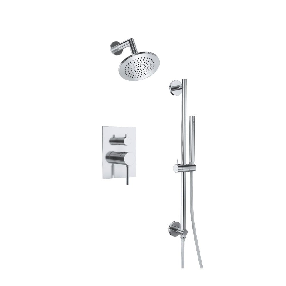 Flusso Serie 100 100.3400 Two Output Shower Set With Shower Head, Hand Held And Slide Bar