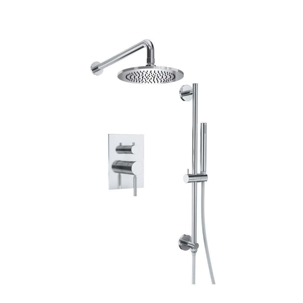 Flusso Serie 100 100.3450 Two Output Shower Set With Shower Head, Hand Held And Slide Bar