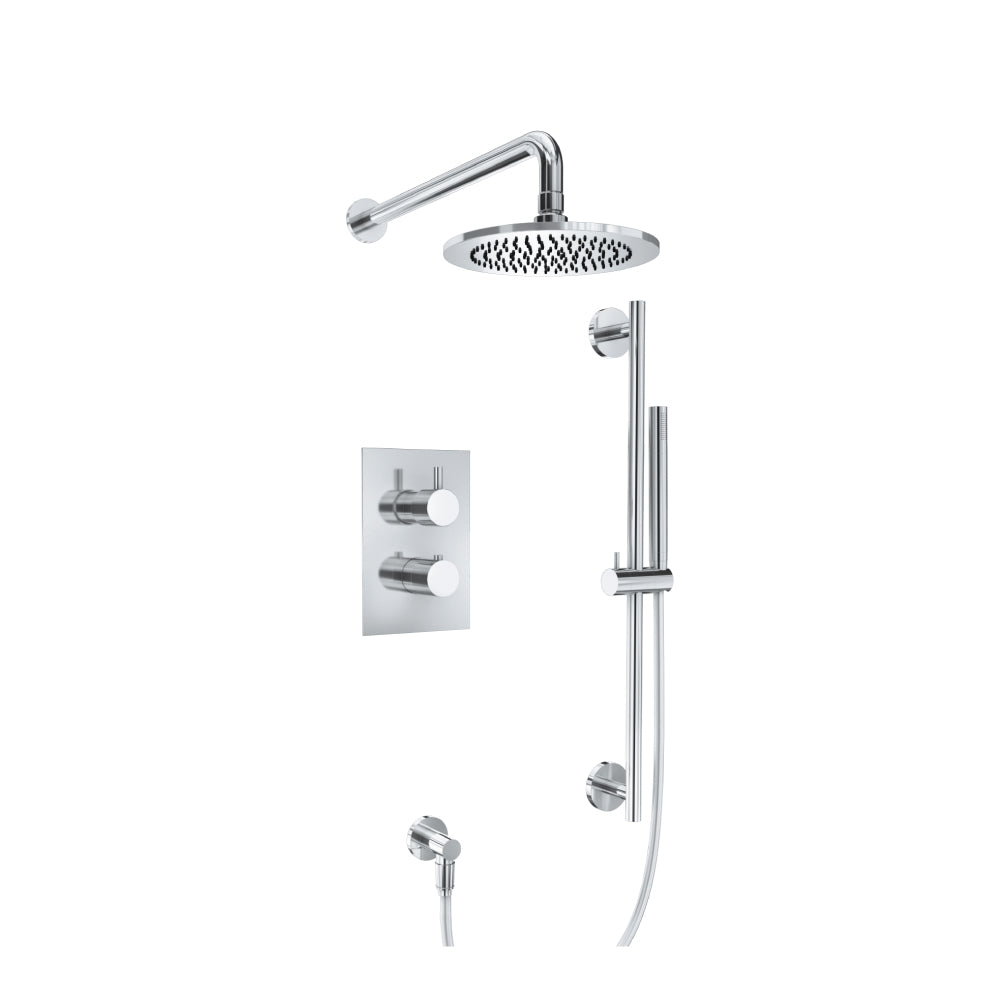 Flusso Serie 100 100.7100 Two Output Shower Set With Shower Head, Hand Held And Slide Bar