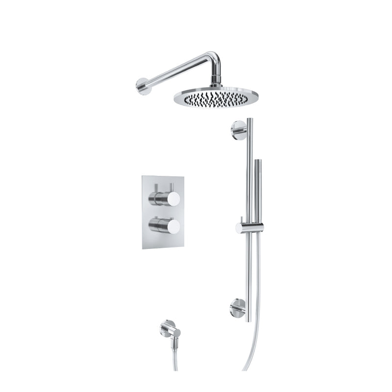 Flusso Serie 100 100.7100 Two Output Shower Set With Shower Head, Hand Held And Slide Bar