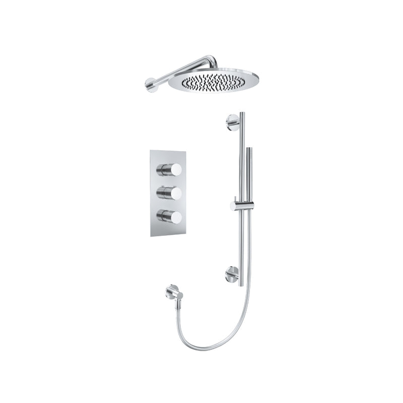 Flusso Serie 100 100.7200 Two Output Shower Set With Shower Head, Hand Held And Slide Bar