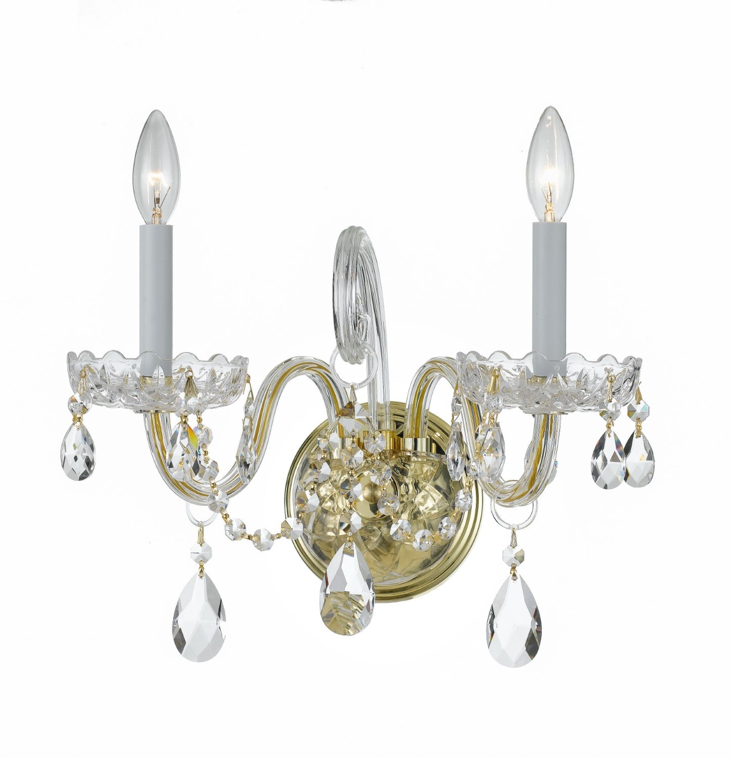 Crystorama 1032-CL-S Traditional Crystal 2 Light Swarovski Strass Crystal Wall Mount