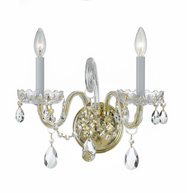 Crystorama 1032-CL-S Traditional Crystal 2 Light Swarovski Strass Crystal Wall Mount