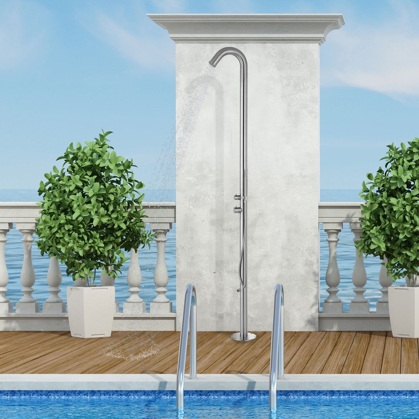 Pulse 1055-SSB Wave Outdoor ShowerSpa Shower System Brushed Stainless Steel