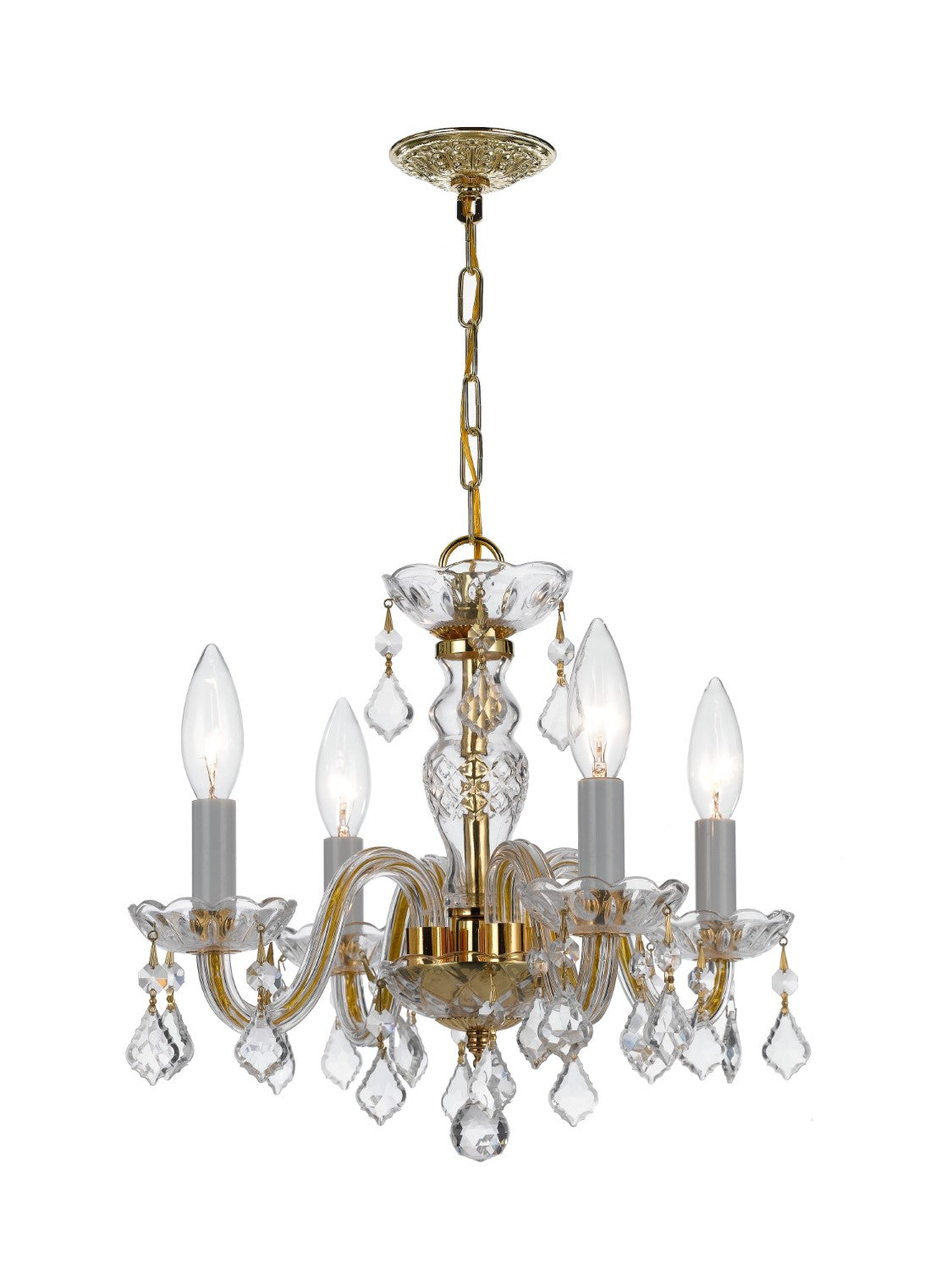 Crystorama 1064-CL-MWP Traditional Crystal 4 Light Hand Cut Crystal Mini Chandelier
