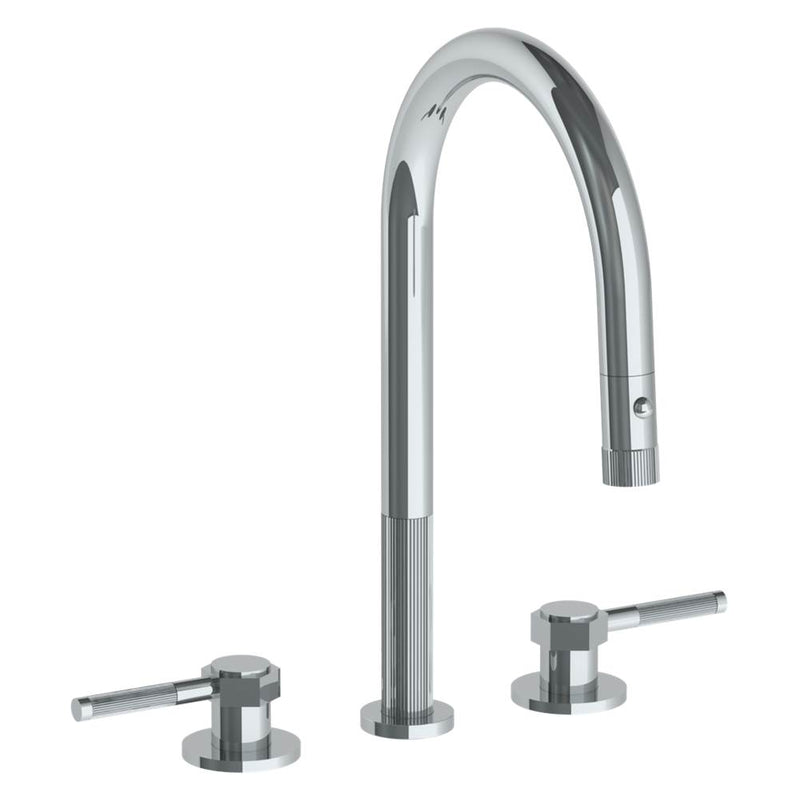 Watermark 111-7PG2-SP4 Deck Mounted 3 Hole Gooseneck Kitchen Faucet With Pull Down Spray - Parent
